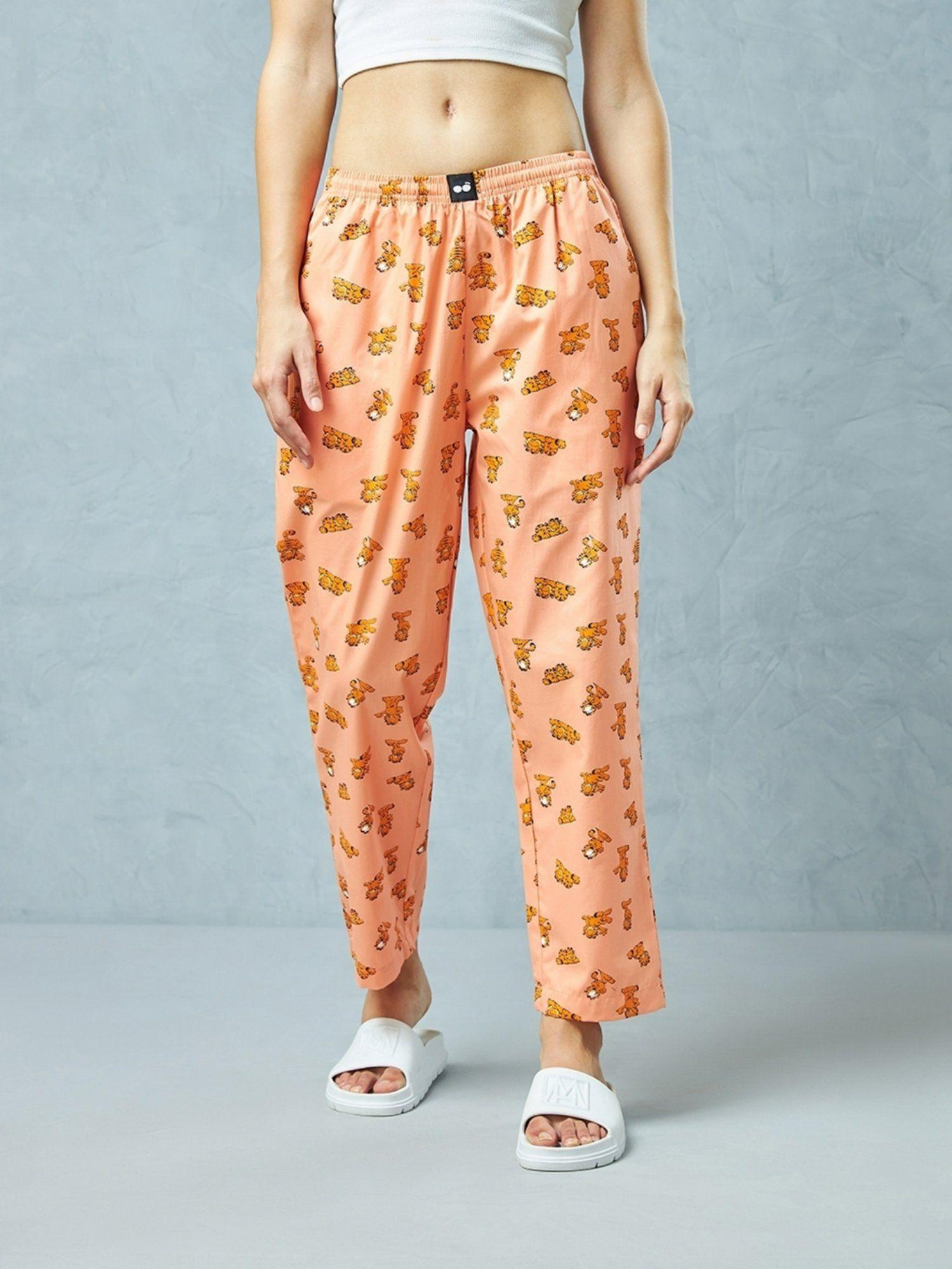 women's peach all over printed pant