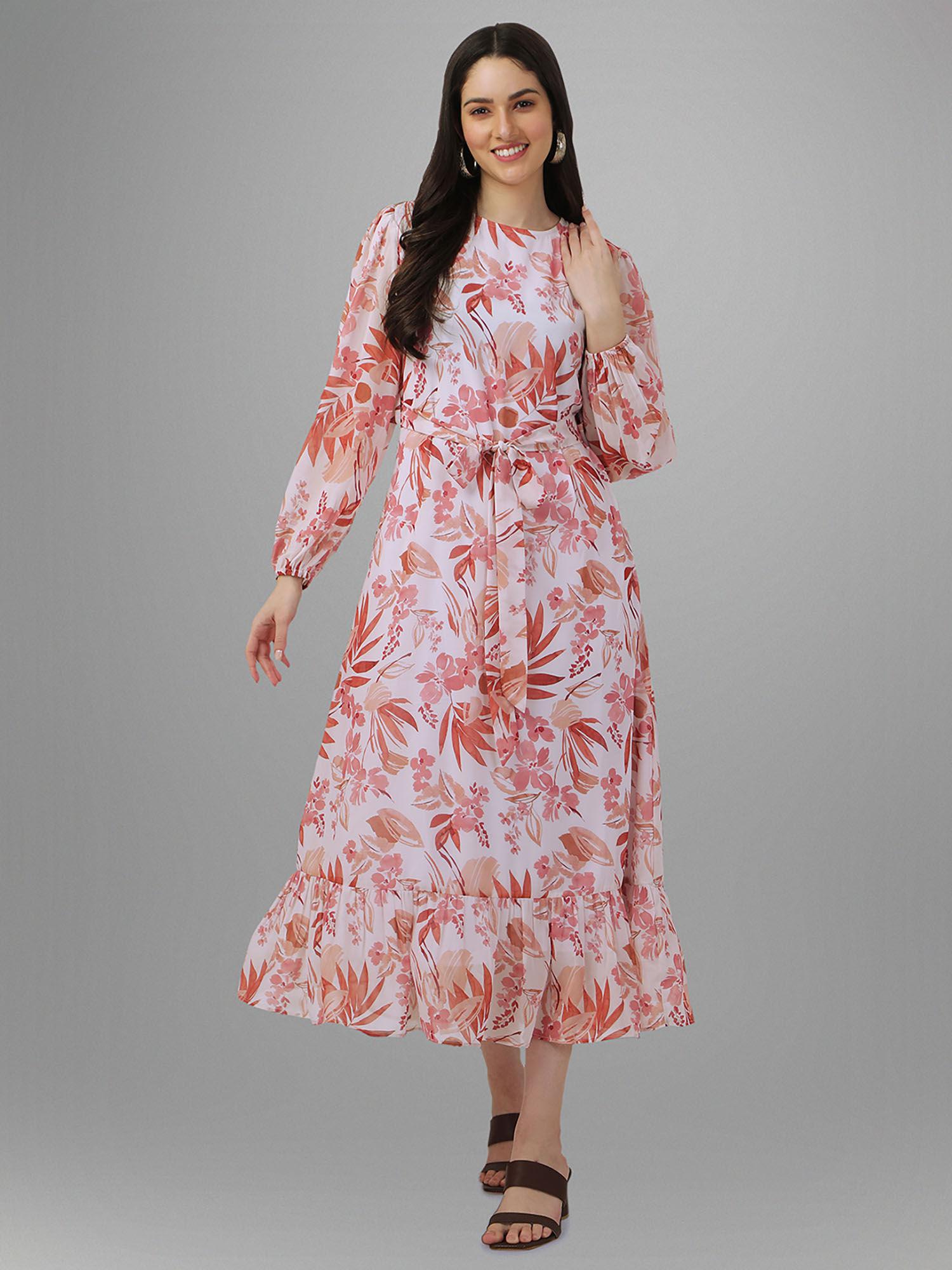 women's peach fit & flare midi dress (set of 2)