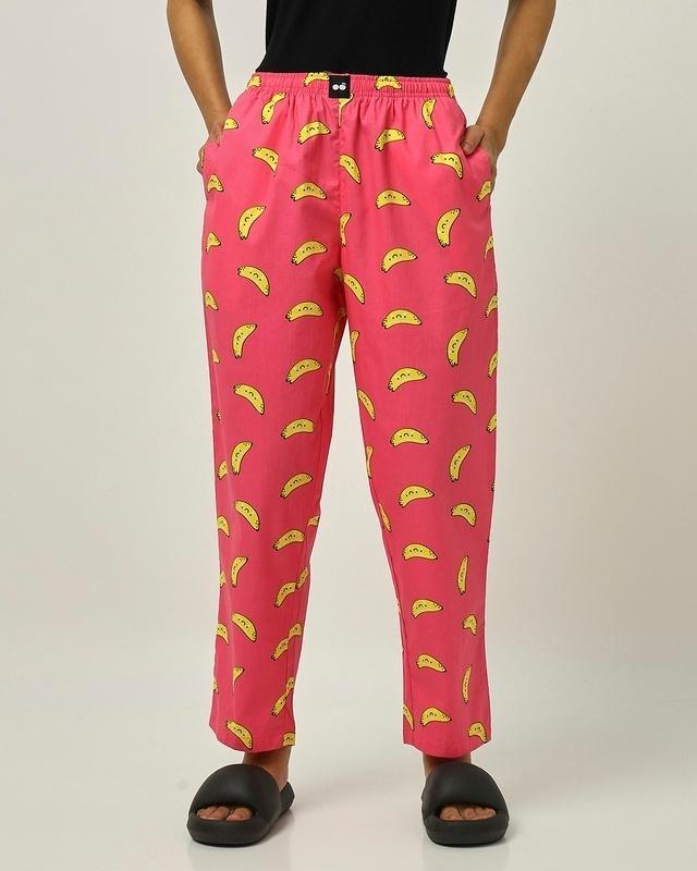 women's pink all over printed pyjamas