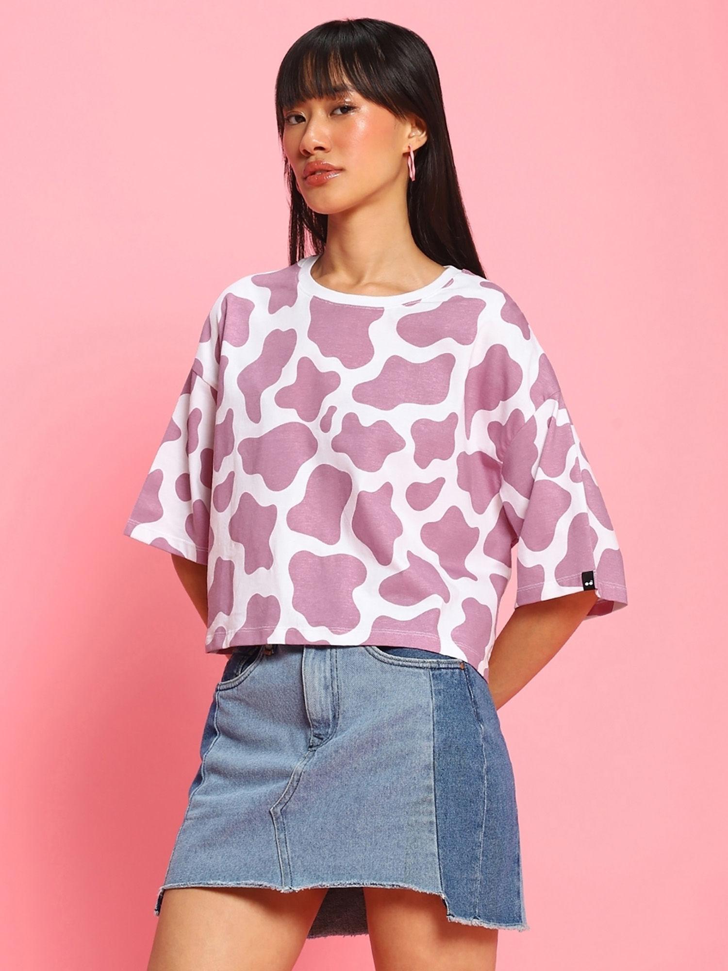 women's pink camo printed oversized t-shirt