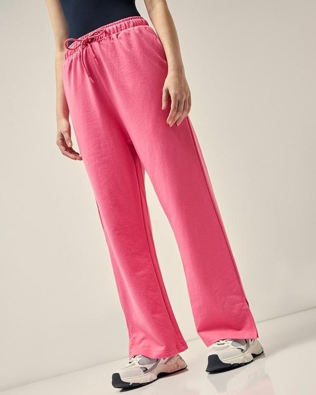 women's pink flared trousers