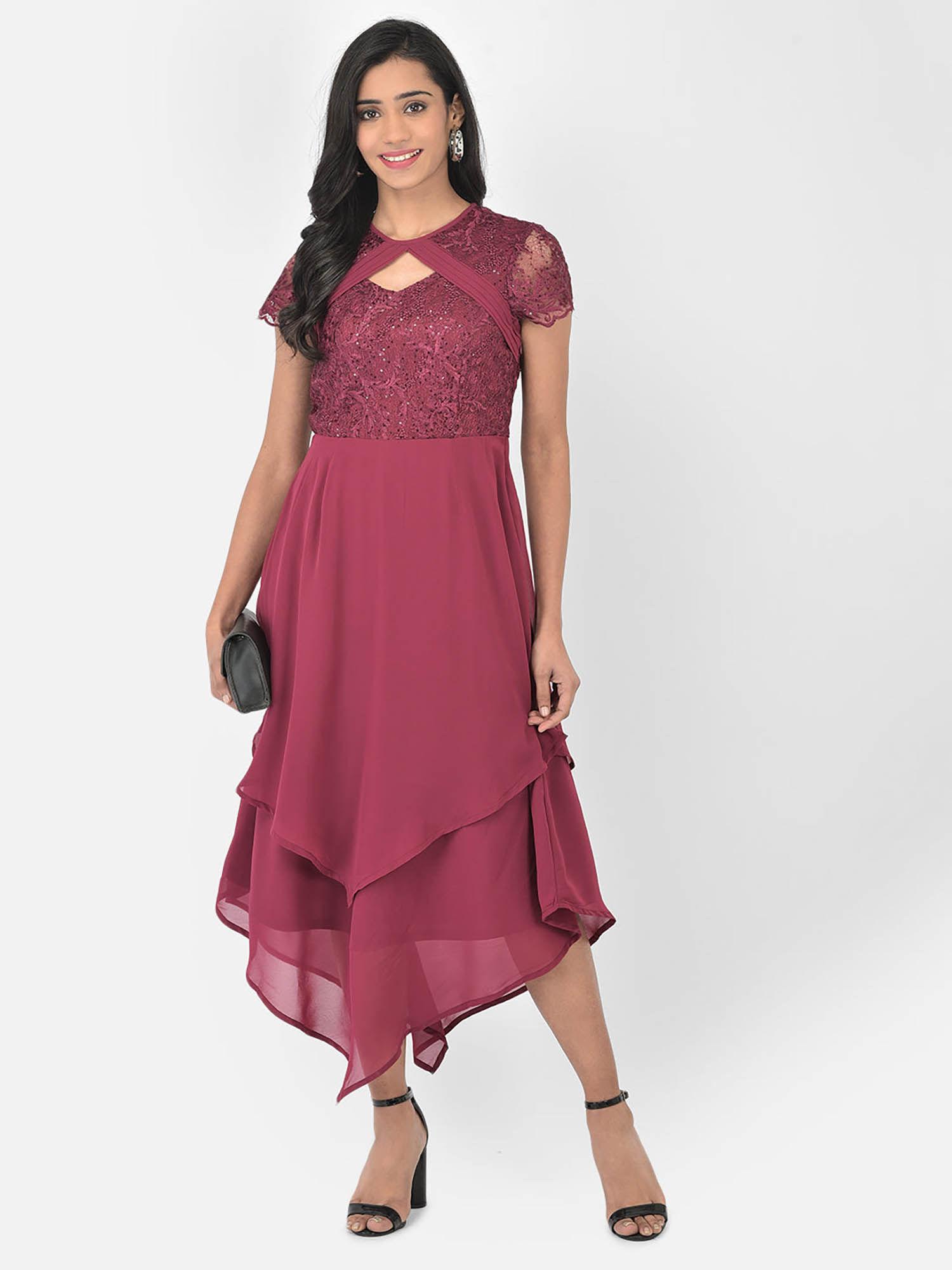 women's pink half sleeve dress