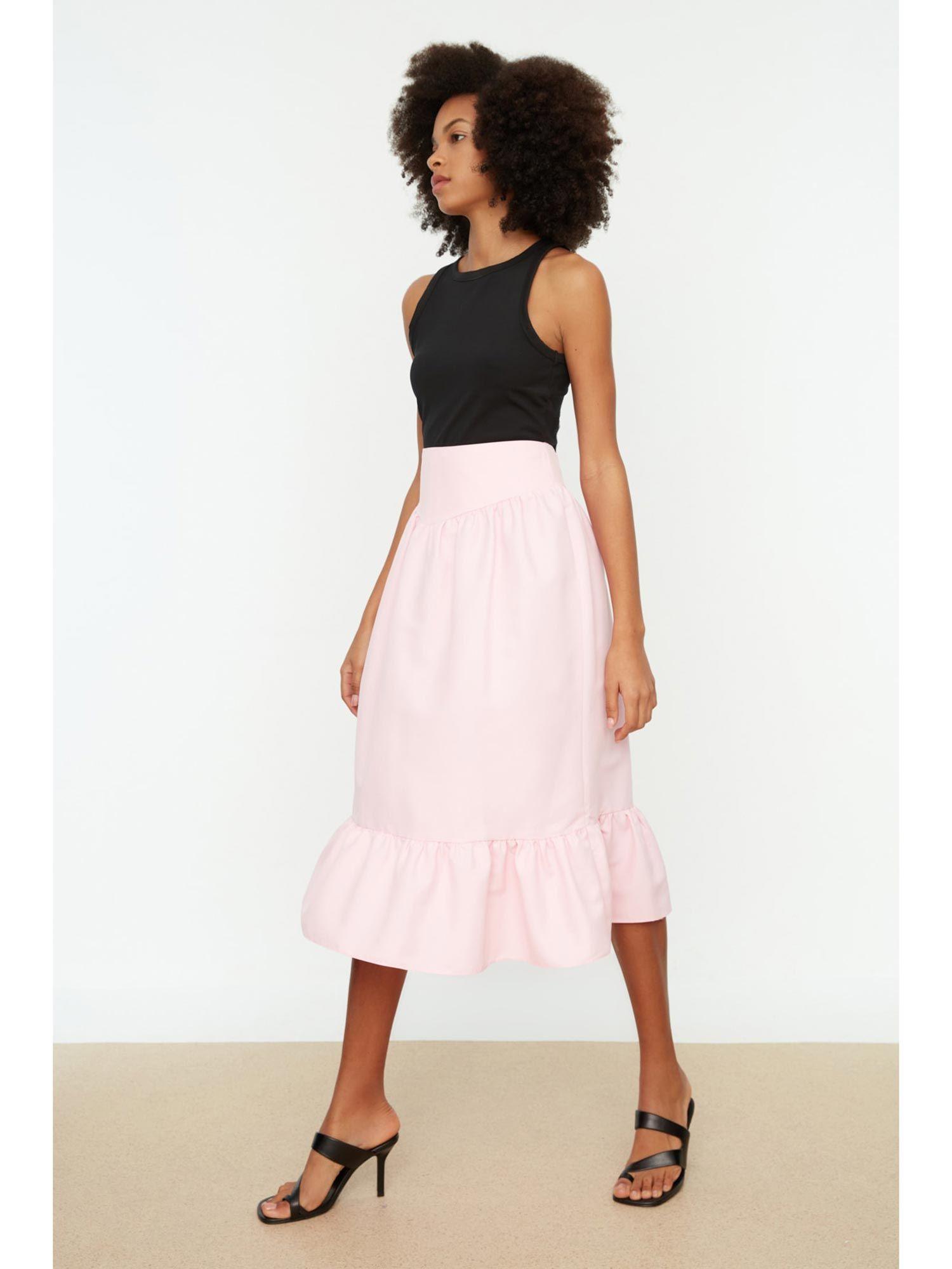 women's pink midi skirts