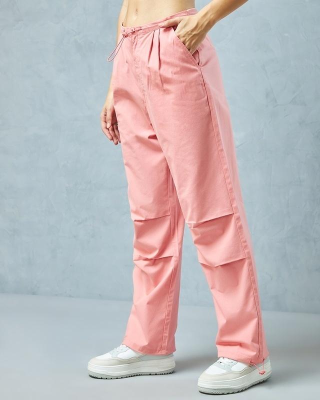 women's pink oversized parachute pants