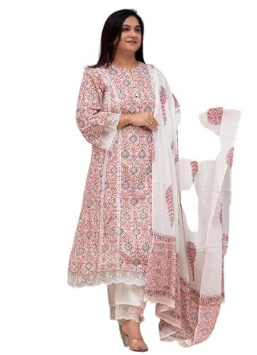 women's pink pakistani suit set, salwar kameez, cotton (xx-large)