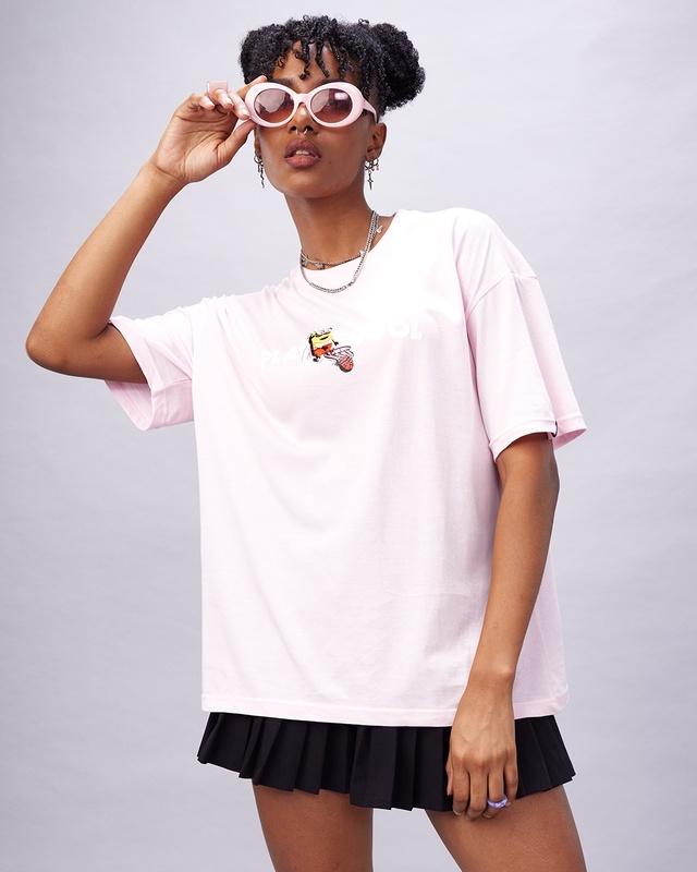 women's pink play it cool graphic printed oversized t-shirt