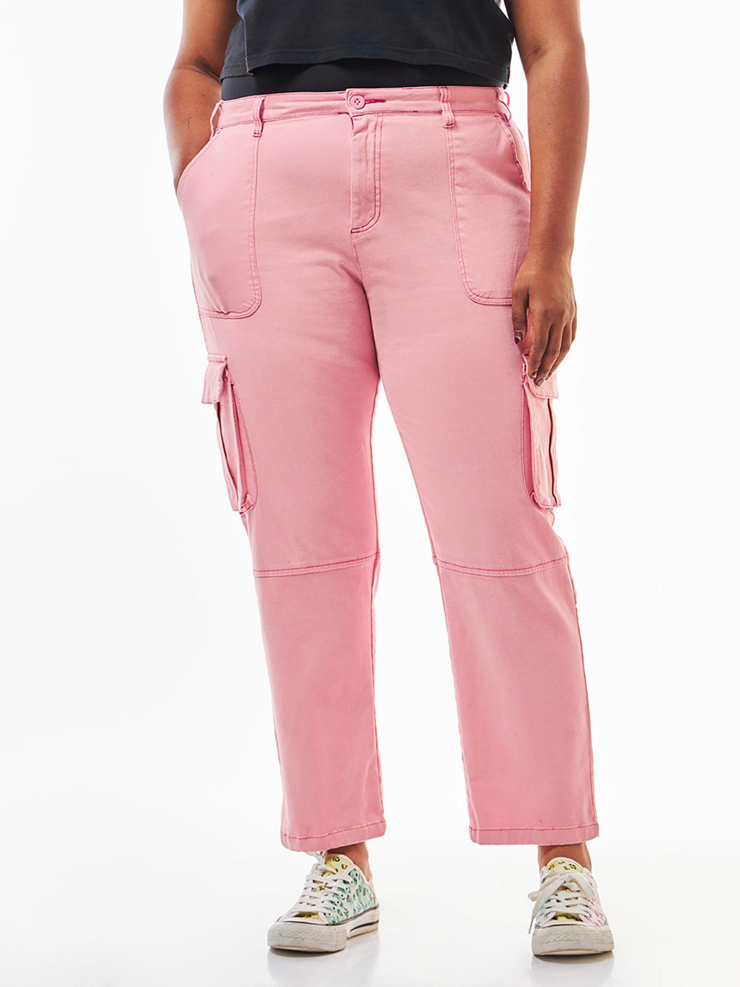 women's pink plus size cargo pant