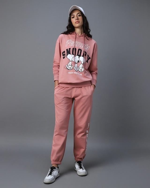 women's pink snoopy graphic printed co-ordinates