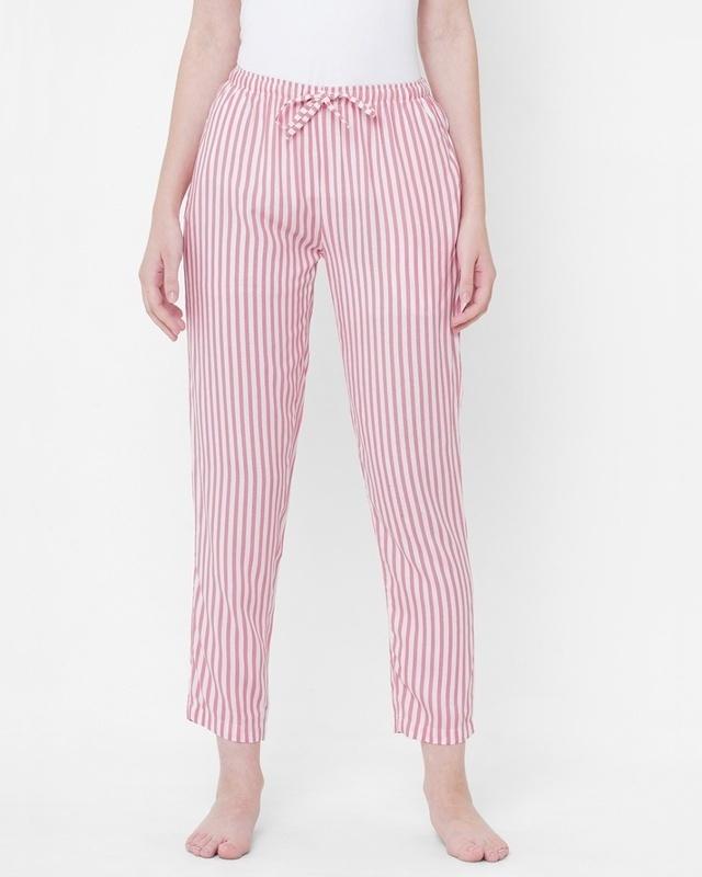 women's pink striped lounge pants