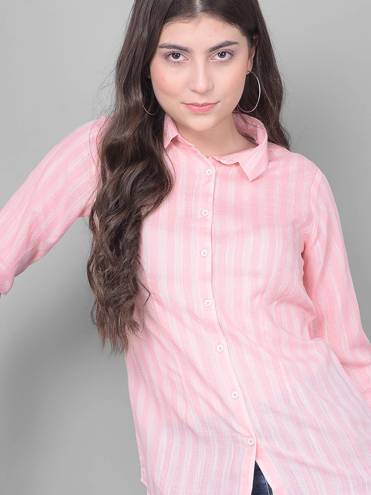 women's pink striped shirt