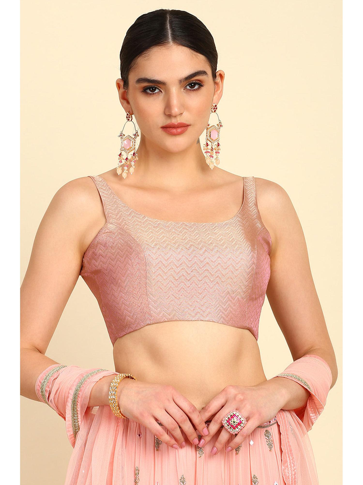 women's pink tussar woven design blouse