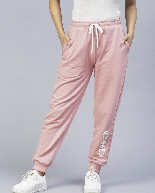 women's pink typography joggers