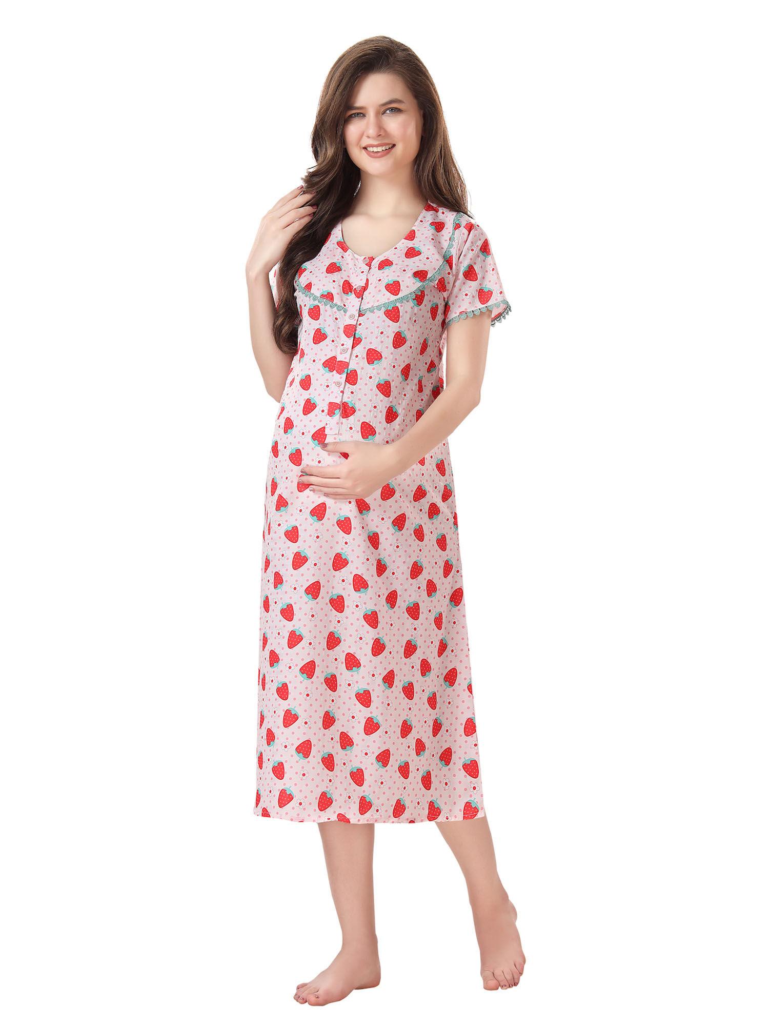 women's premium maternity nighty red