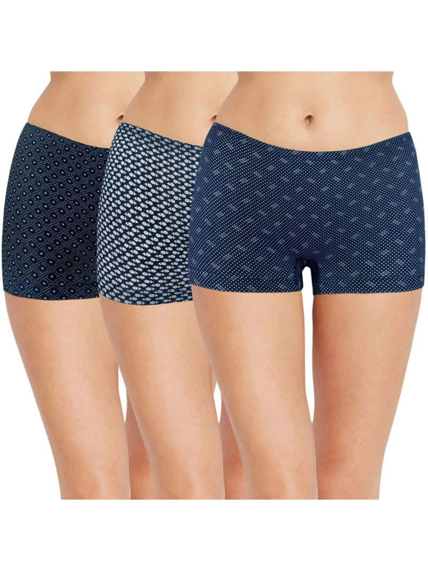 women's printed cotton boy shorts in pack of 3 - multi-color