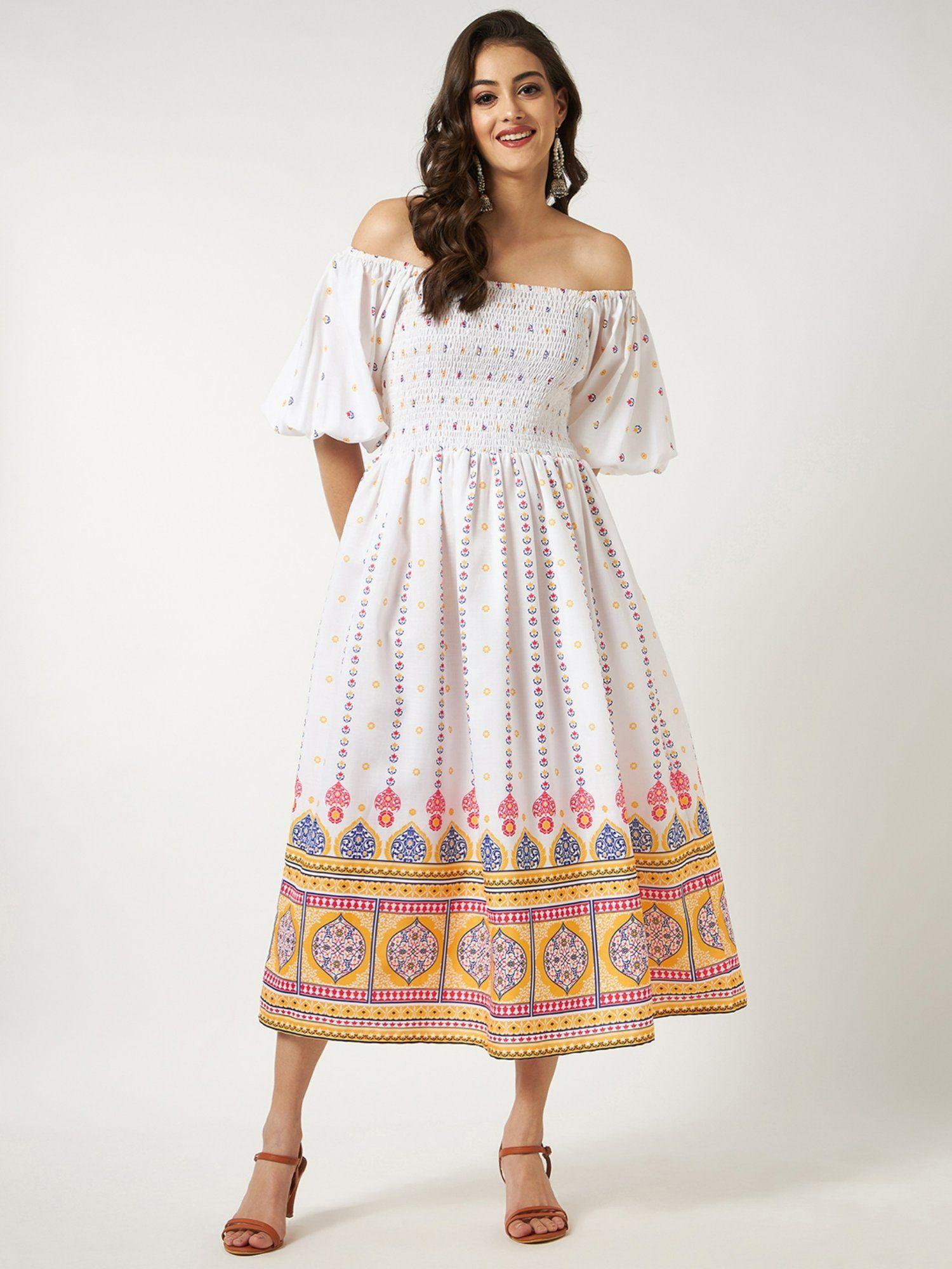 women's printed fit-flare ethnic dress