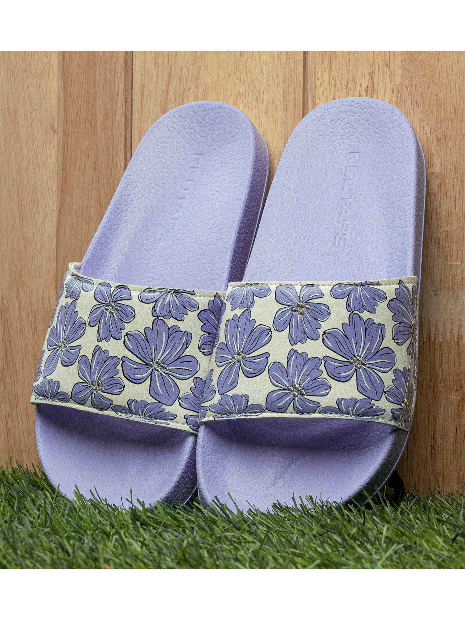 women's printed lavender slider