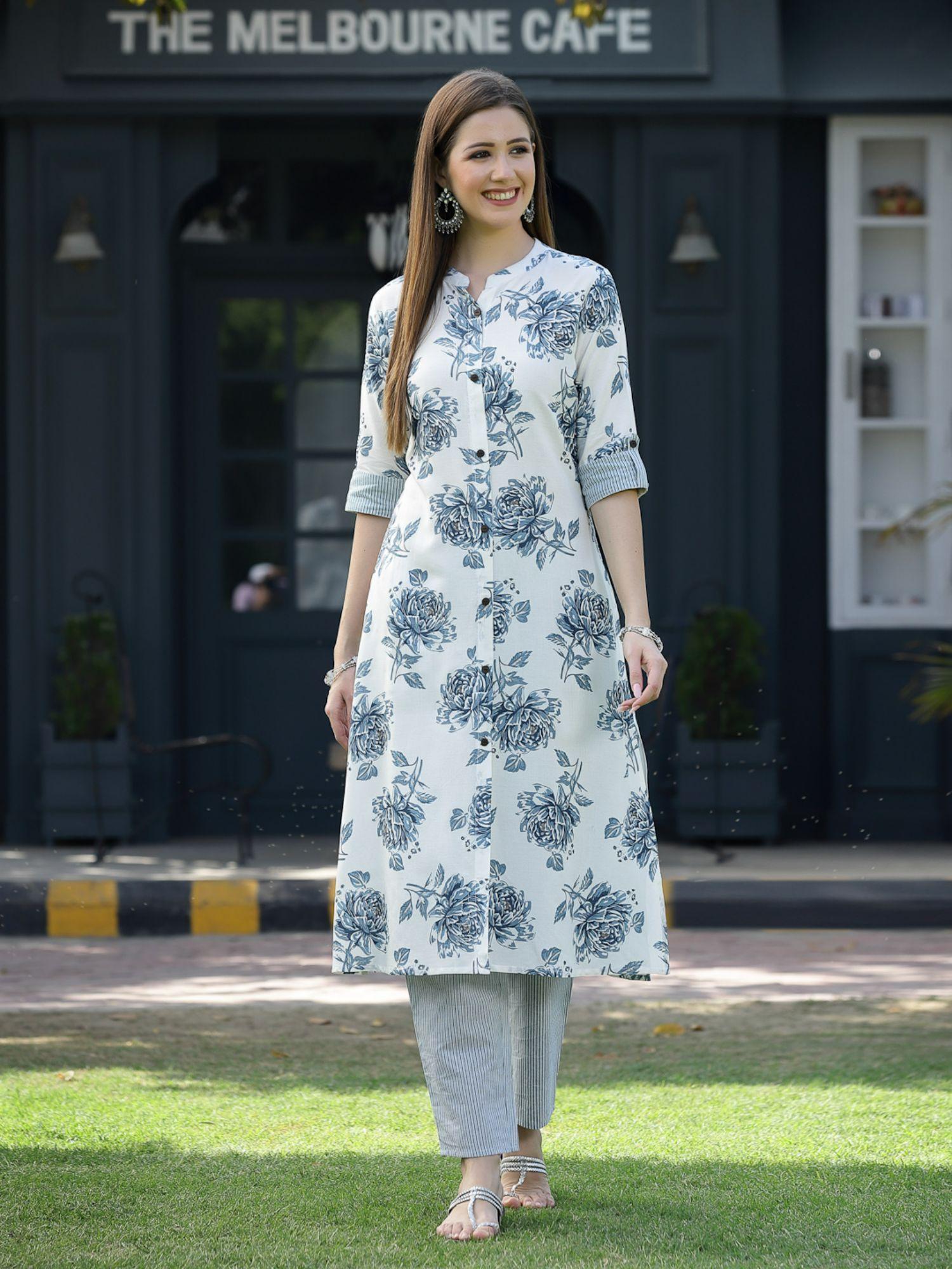 women's printed rayon a-line kurta