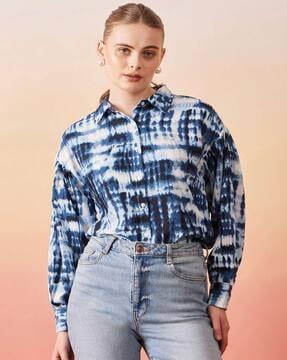 women's printed shirt with straight hemline