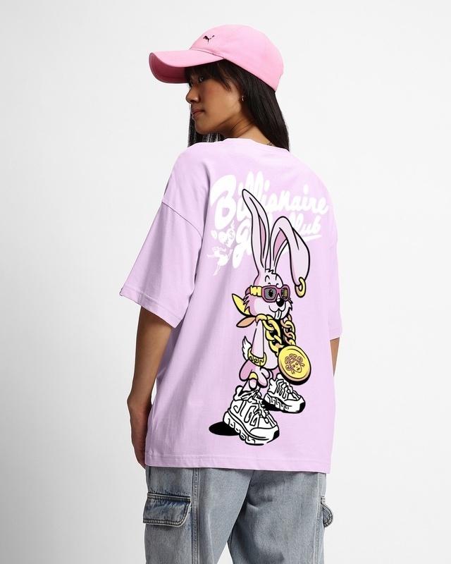 women's purple billionaire girls club graphic printed oversized t-shirt