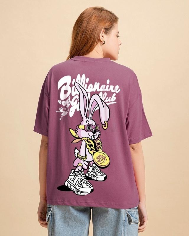 women's purple billionaire girls club graphic printed oversized t-shirt