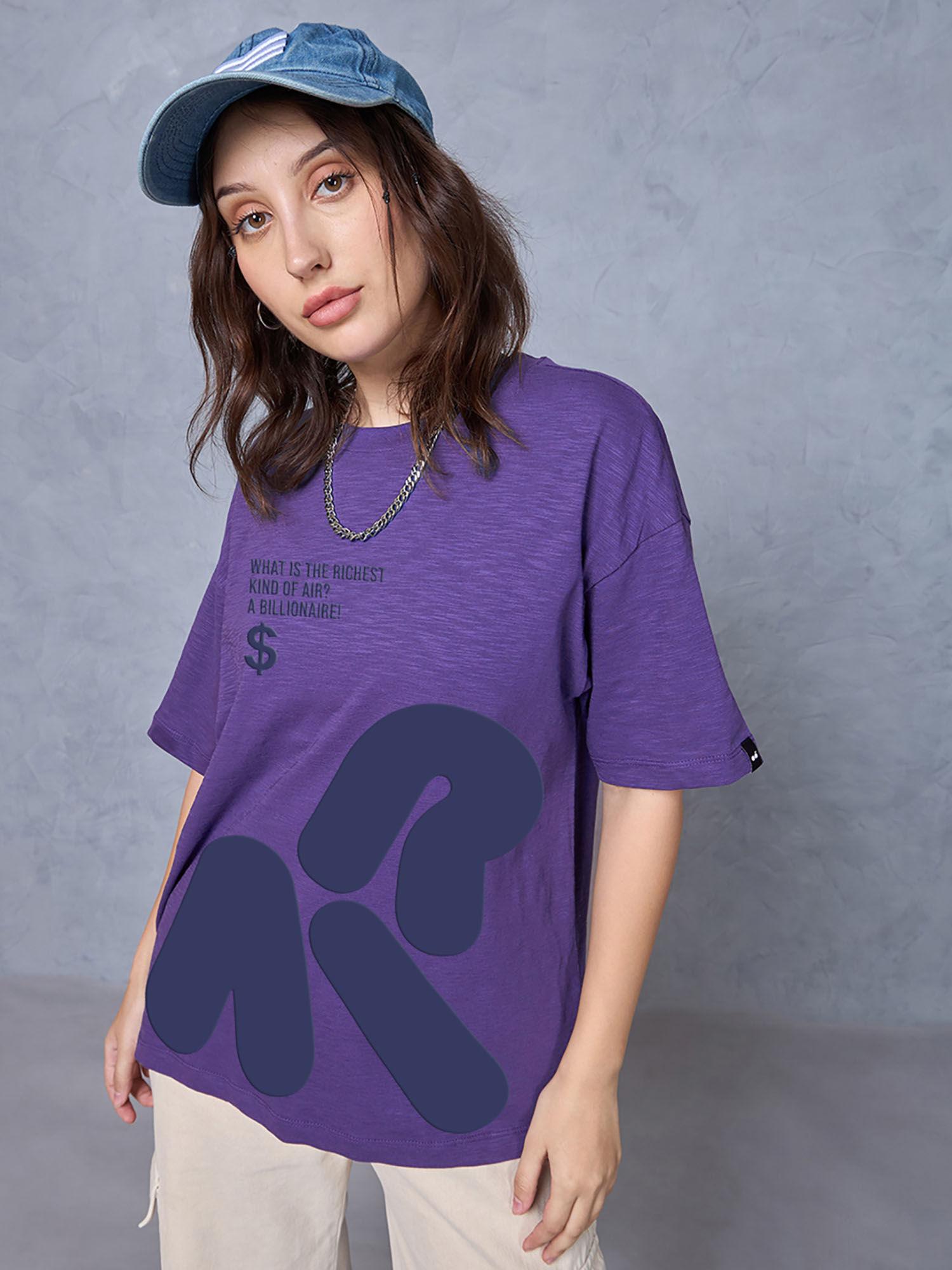 women's purple billionaire graphic printed boyfriend t-shirt