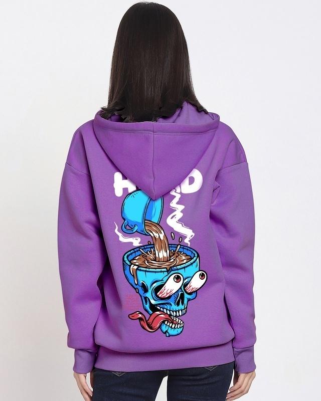 women's purple coffee head graphic printed oversized hoodies