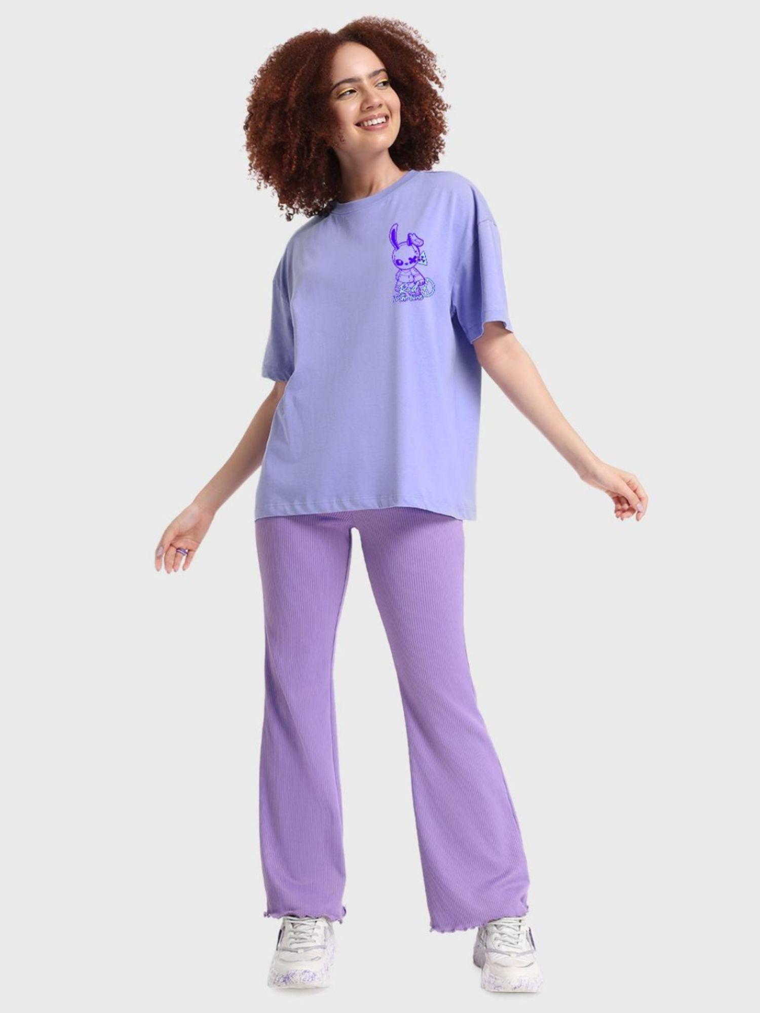 women's purple graphic boxy t-shirt