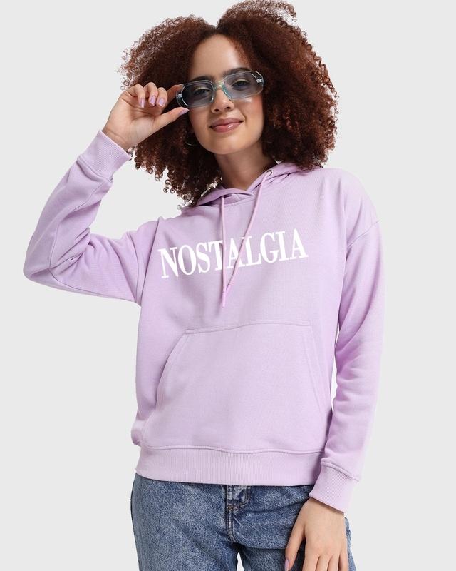 women's purple nostalgia typography oversized hoodie