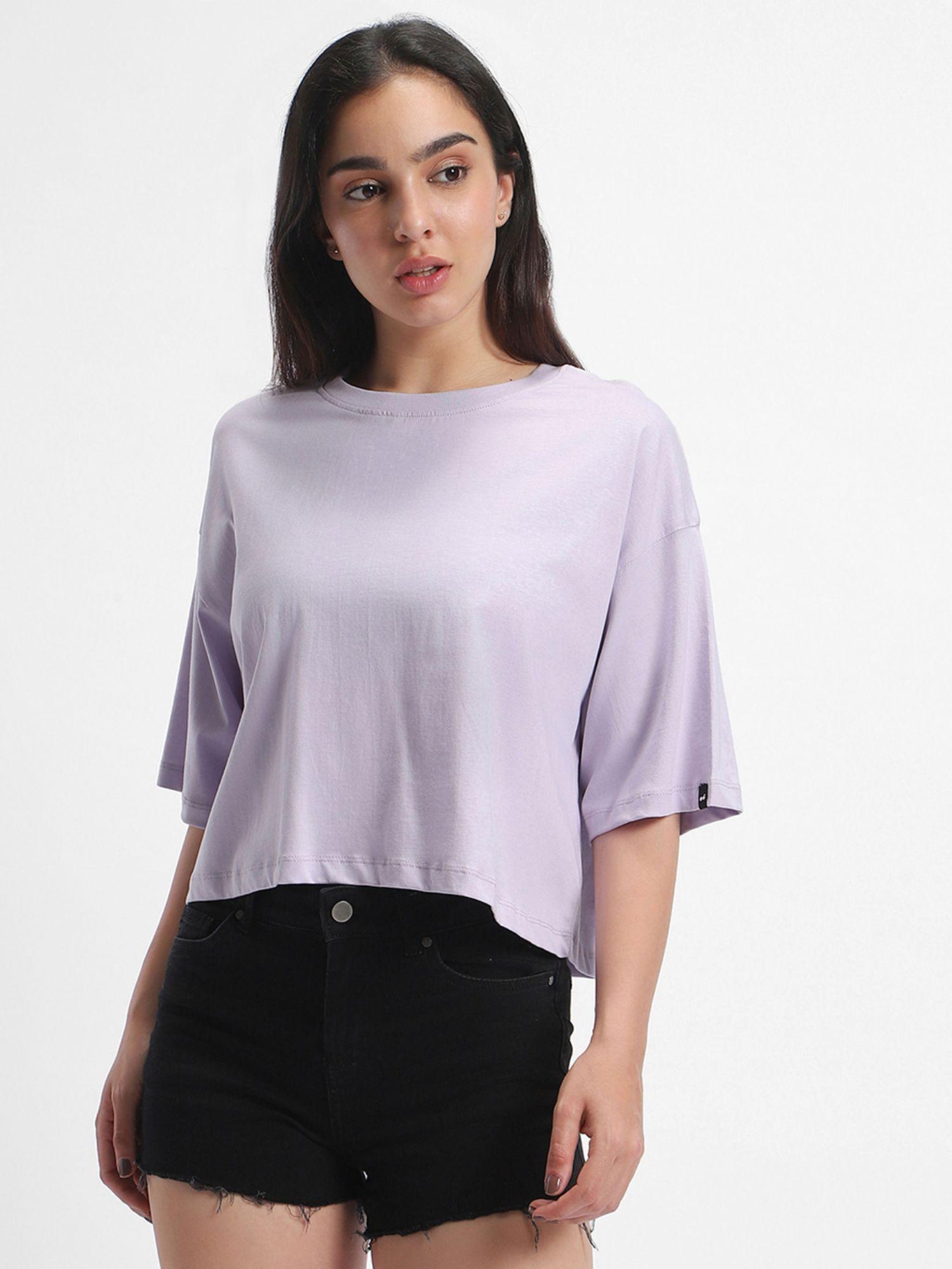 women's purple oversized crop t-shirt