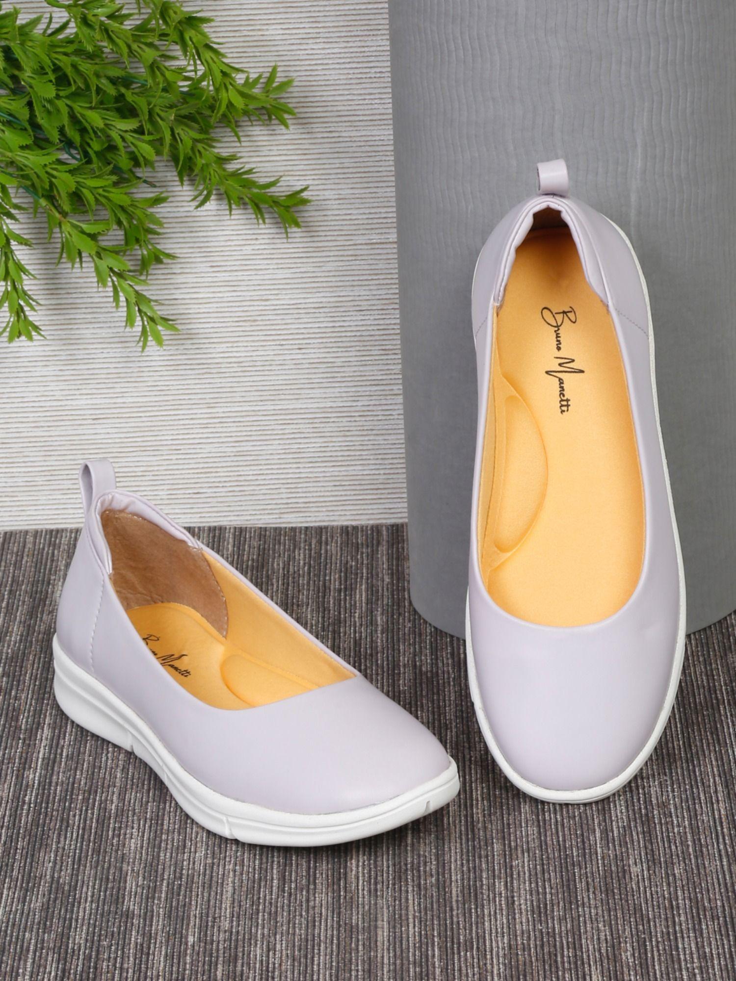 women's purple slip-on back closed round toe ballerinas