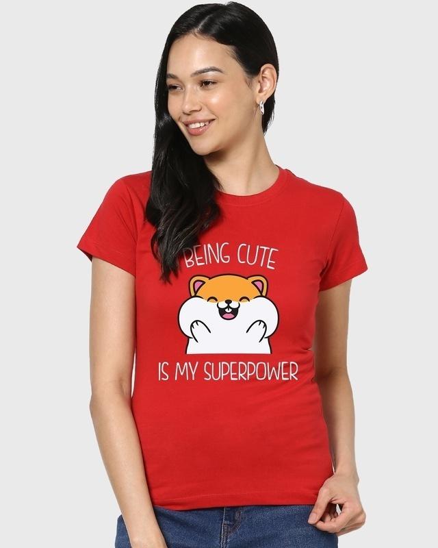 women's red being cute is my superpower graphic printed t-shirt