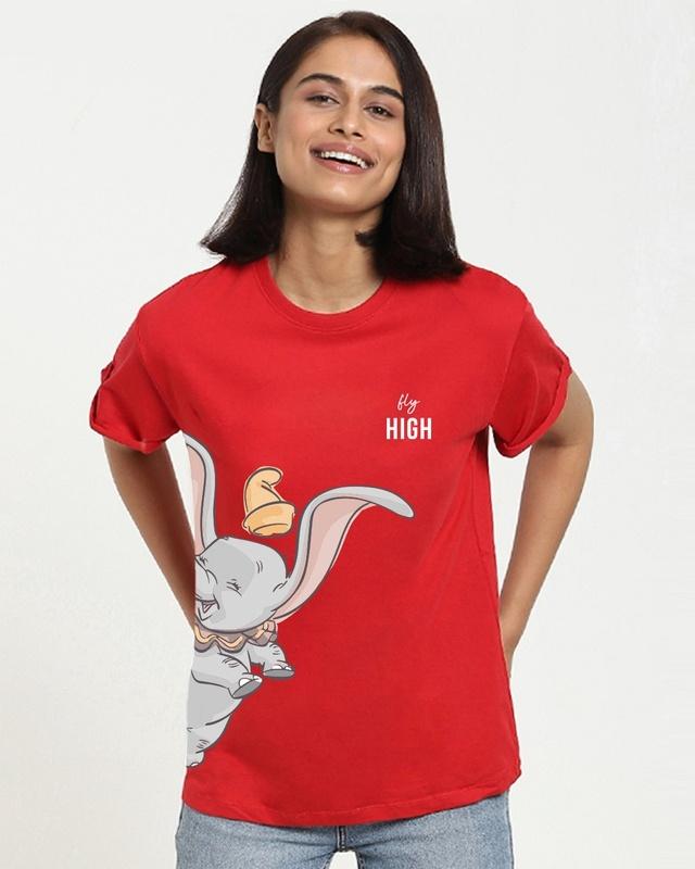 women's red fly high graphic printed boyfriend t-shirt