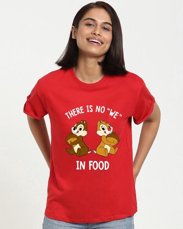 women's red no we in food graphic printed boyfriend t-shirt