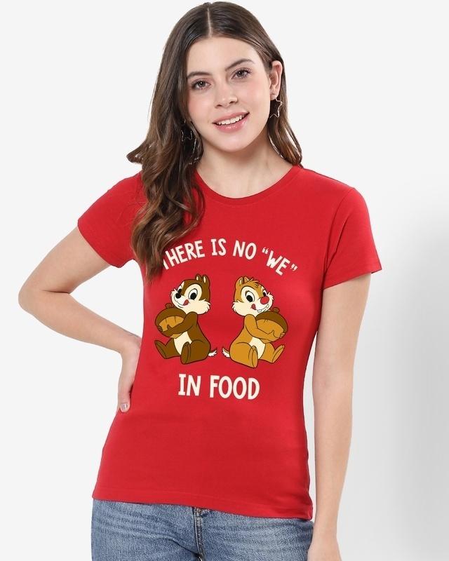 women's red no we in food graphic printed t-shirt
