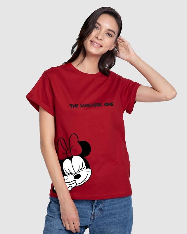 women's red sarcastic one (dl) boyfriend graphic printed t-shirt