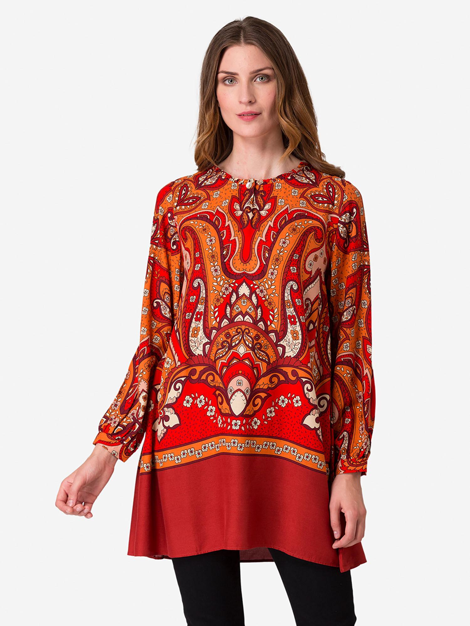 women's red tunic