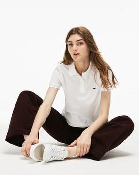 women's regular fit cotton petit pique polo t-shirt