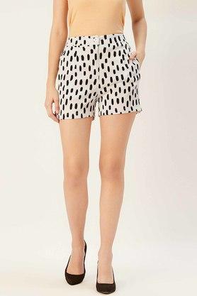 women's regular fit printed shorts - white