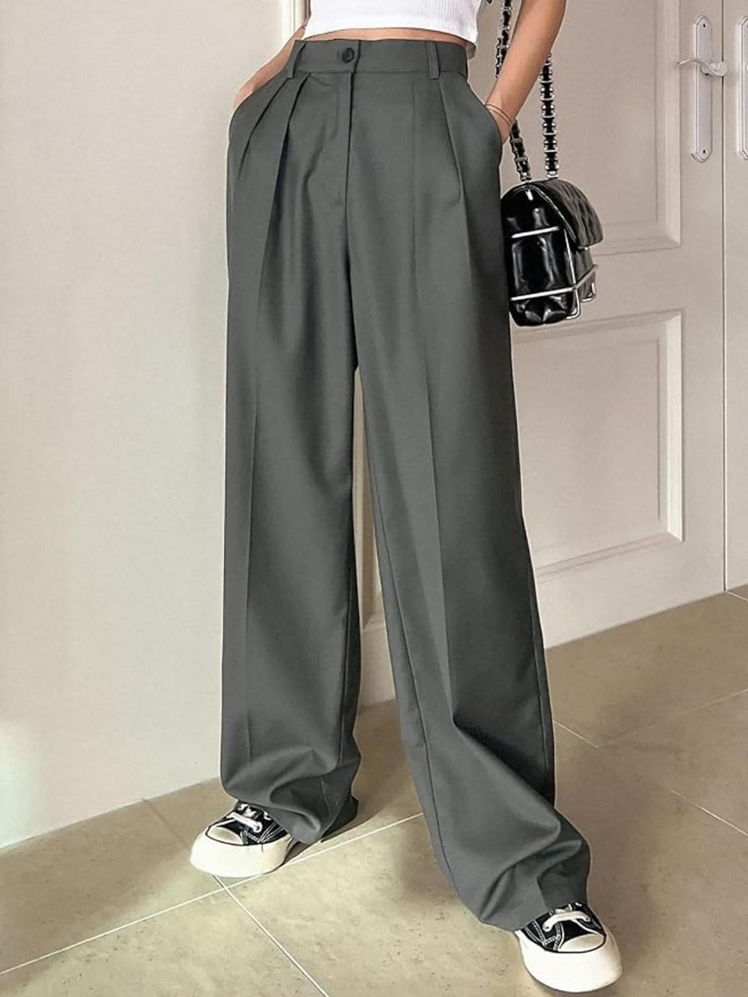 women's relaxed korean front pleated pants