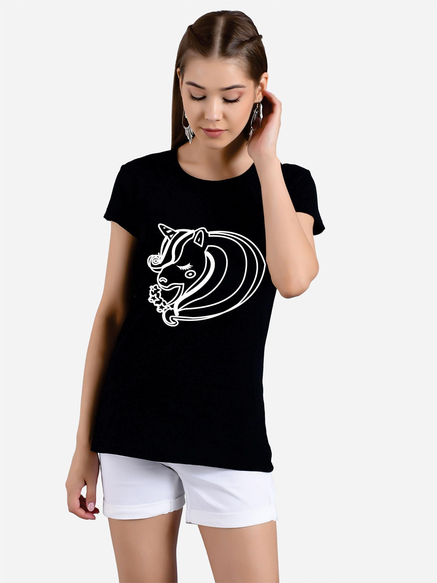 women's round neck printed cotton t-shirt