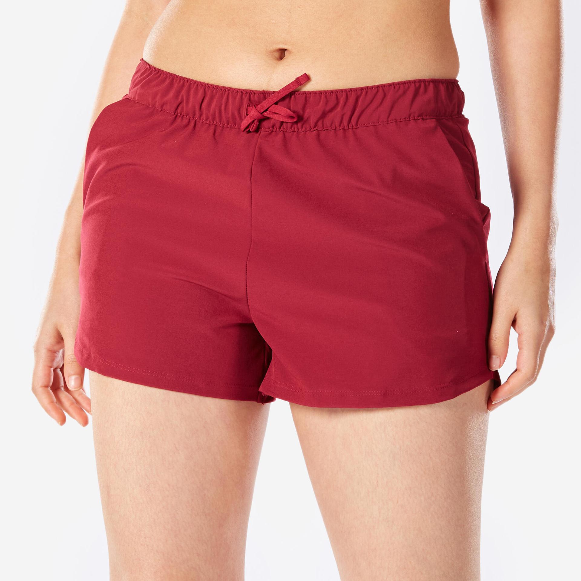 women's running & trail running breathable shorts-kiprun run 500 dry-burgundy