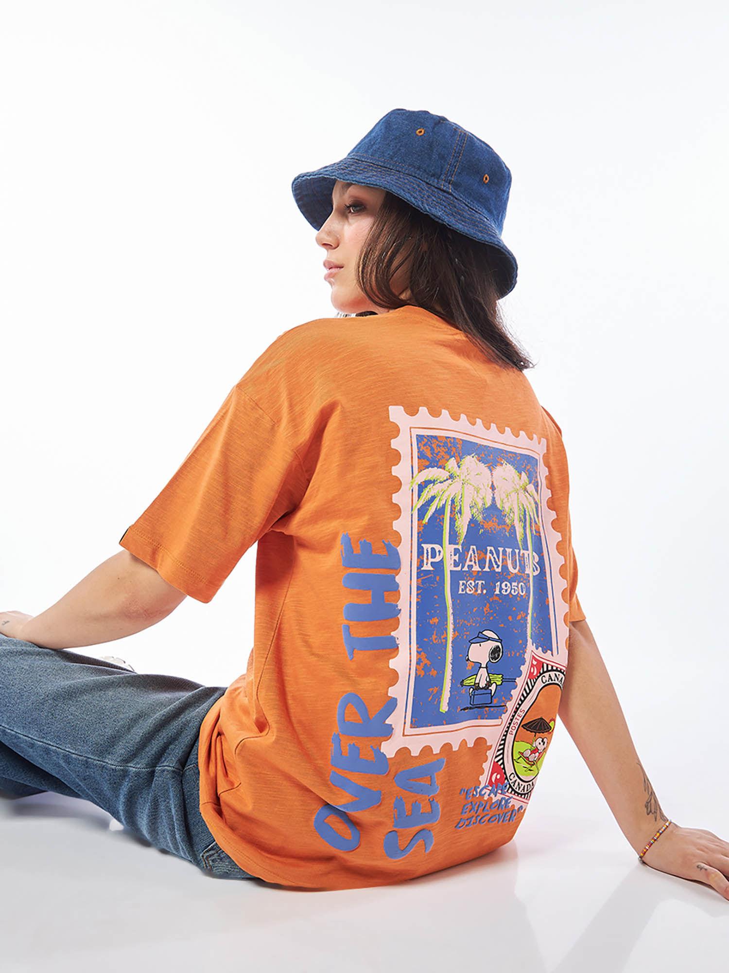 women's rust over the sea graphic printed oversized t-shirt