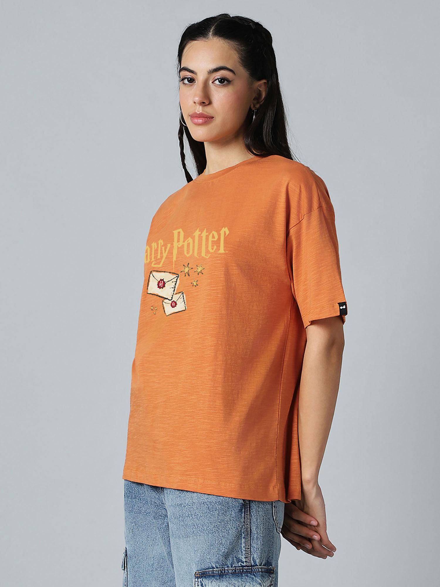 women's rust waiting for my letters graphic printed oversized t-shirt