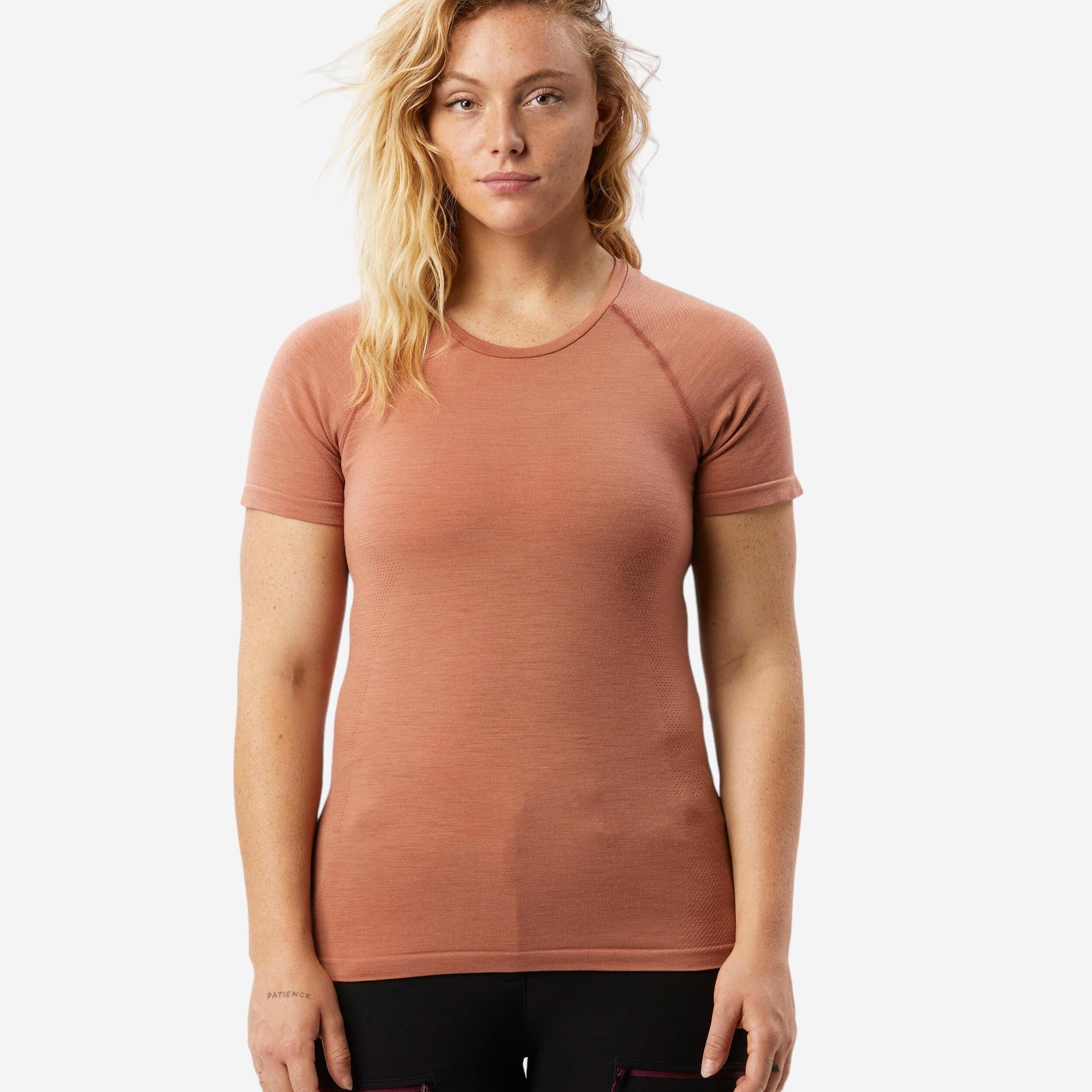 women's seamless short-sleeved merino wool trekking t-shirt - mt900