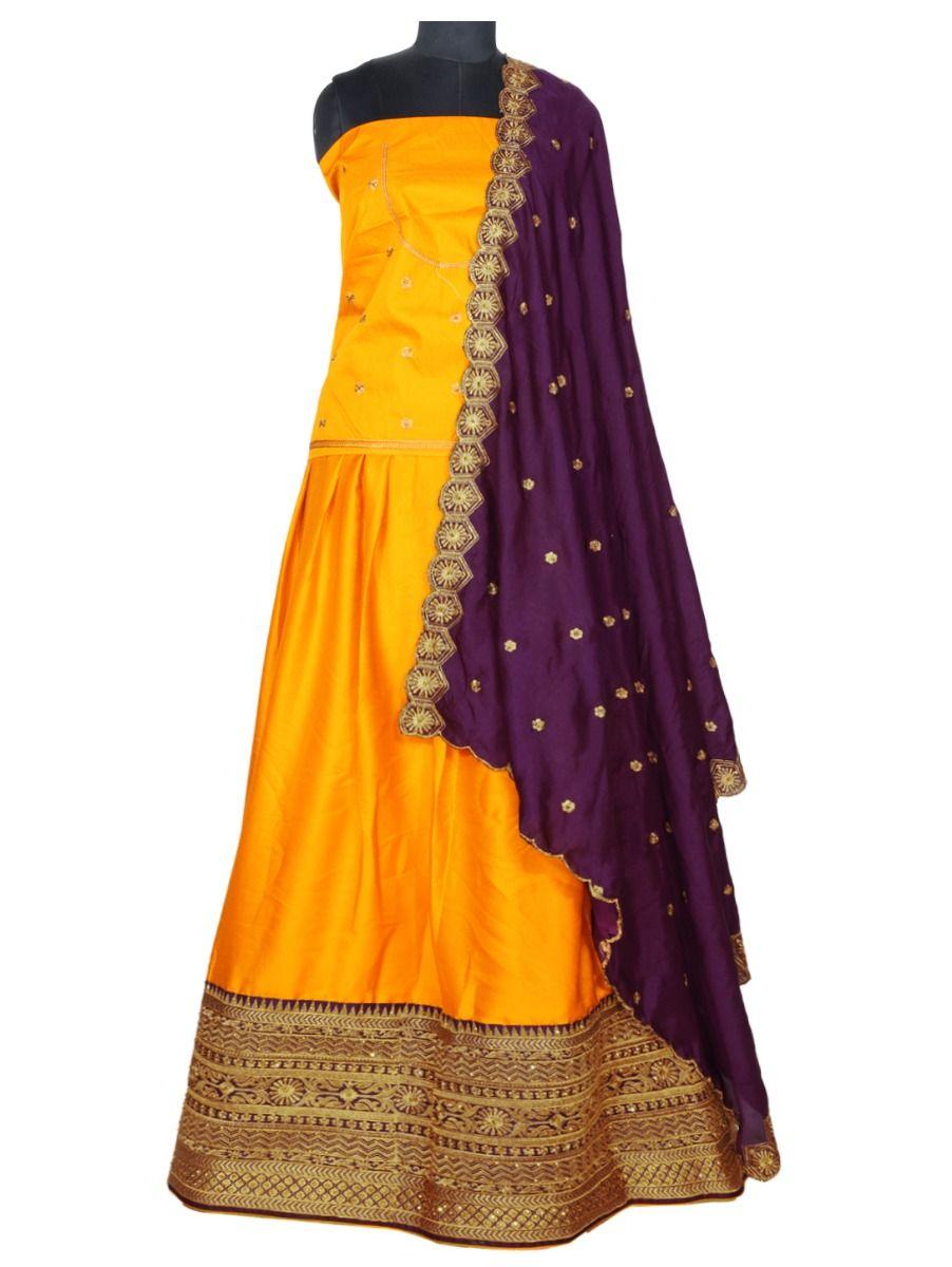 women's semi-stitched stone work lehenga & blouse with dupatta - pjd3835538