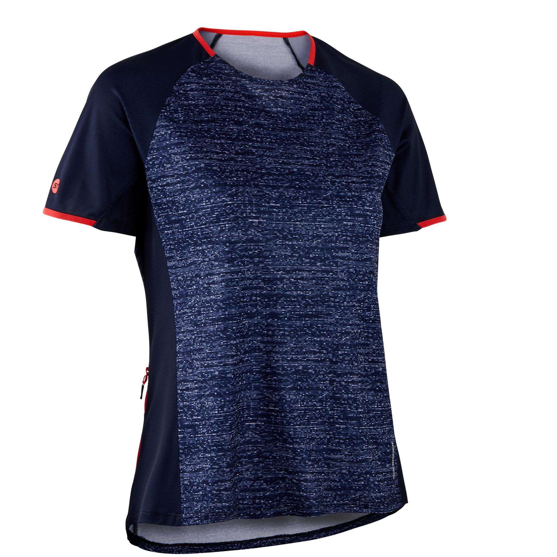 women's short-sleeved mountain bike jersey st 100 - navy blue