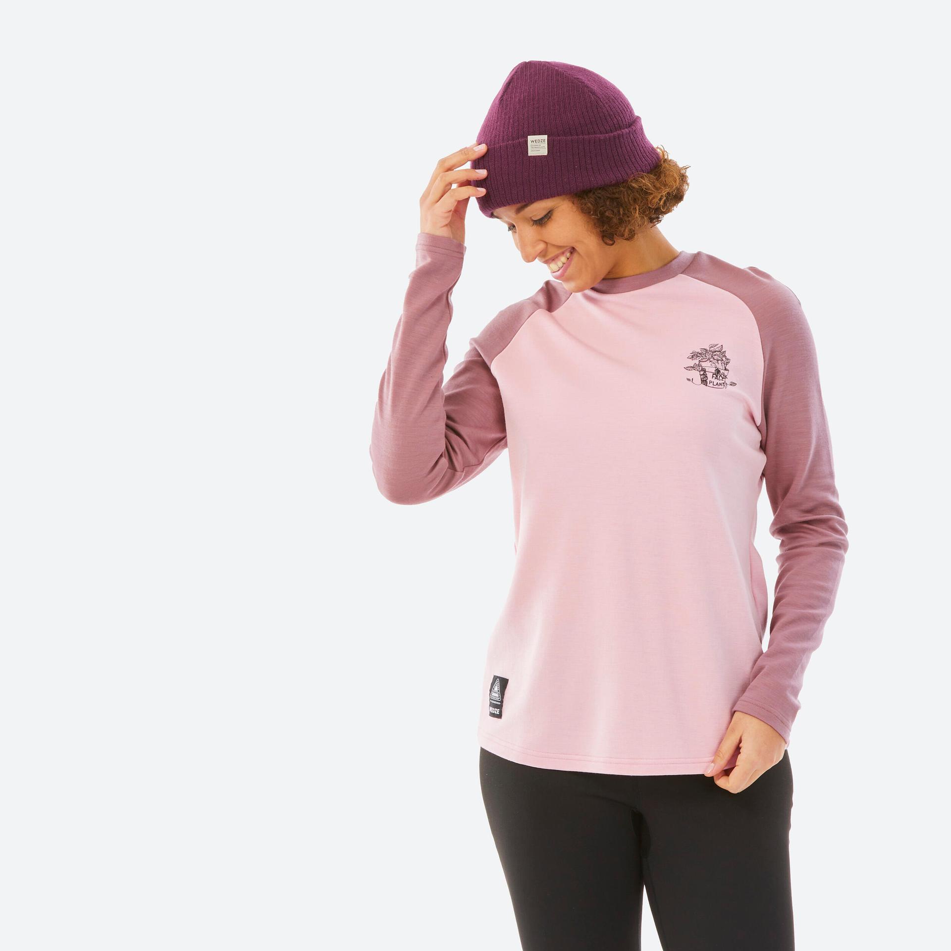 women's ski 590 base layer merino wool top - pink