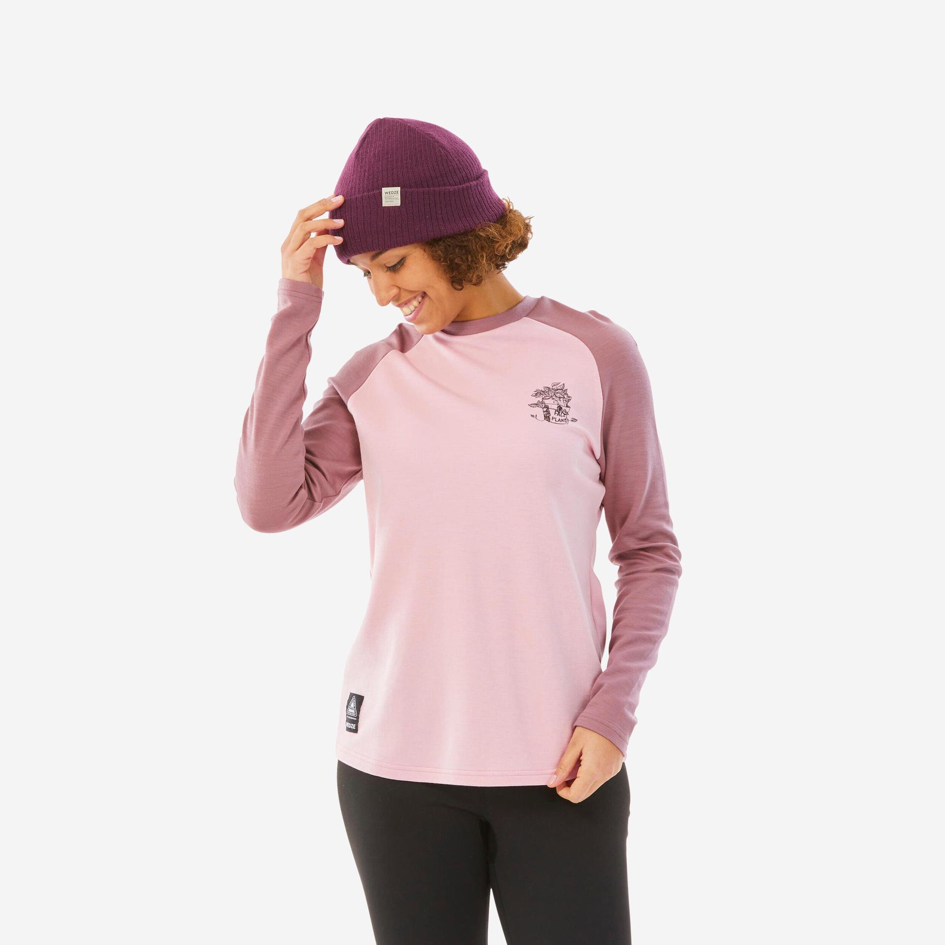 women's ski 590 base layer merino wool top - pink