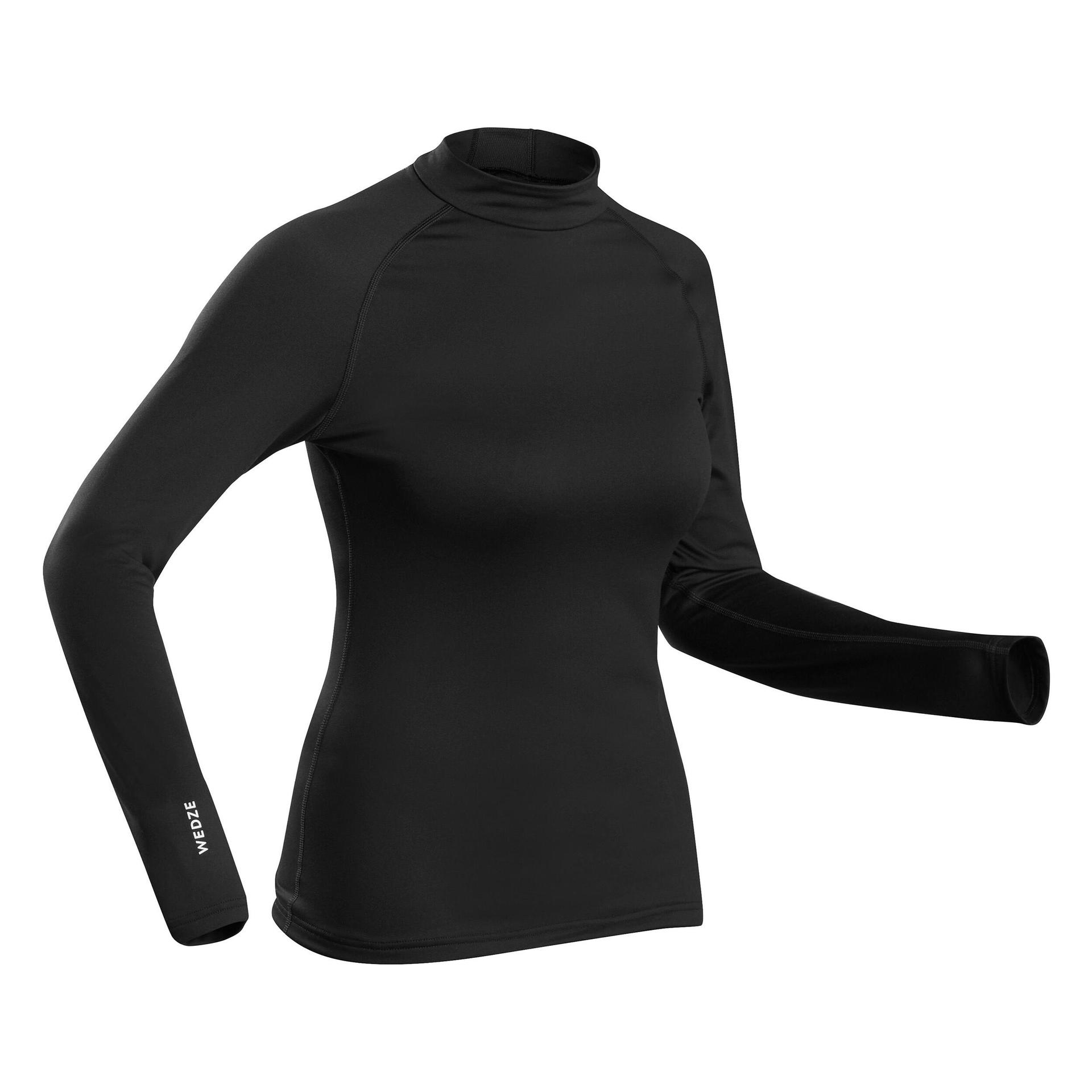 women's ski base layer top - 500 - black