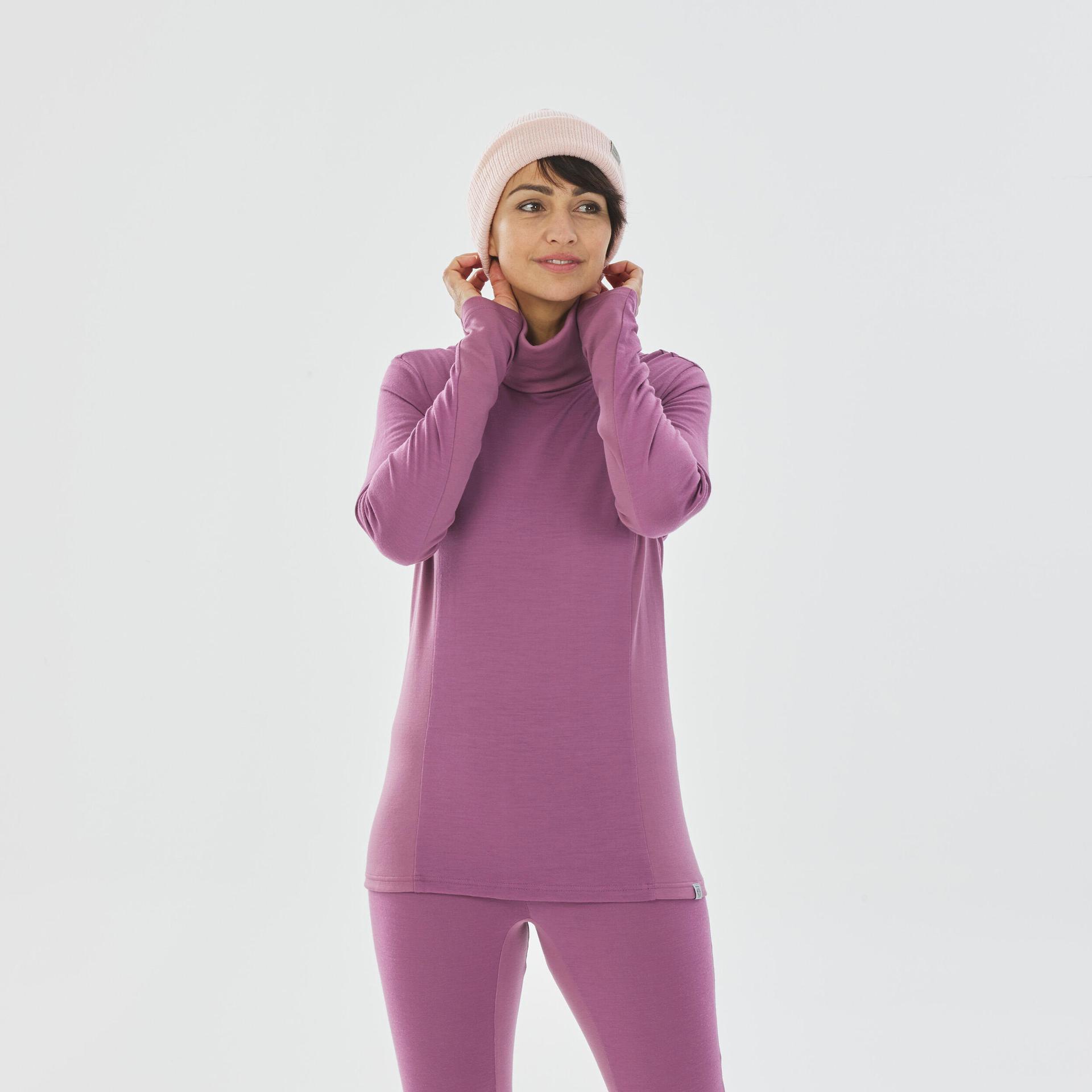 women's ski base layer top - bl 900 wool neck-
purple